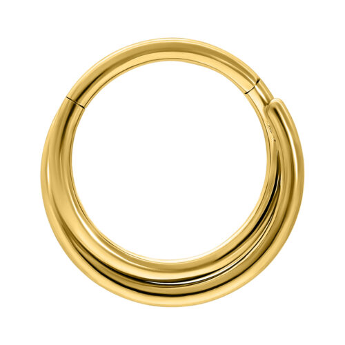 Goldener Clicker-Ring aus Titan, 1,2 mm Stärke, 8,0 mm Innendurchmesser, auf weißem Hintergrund