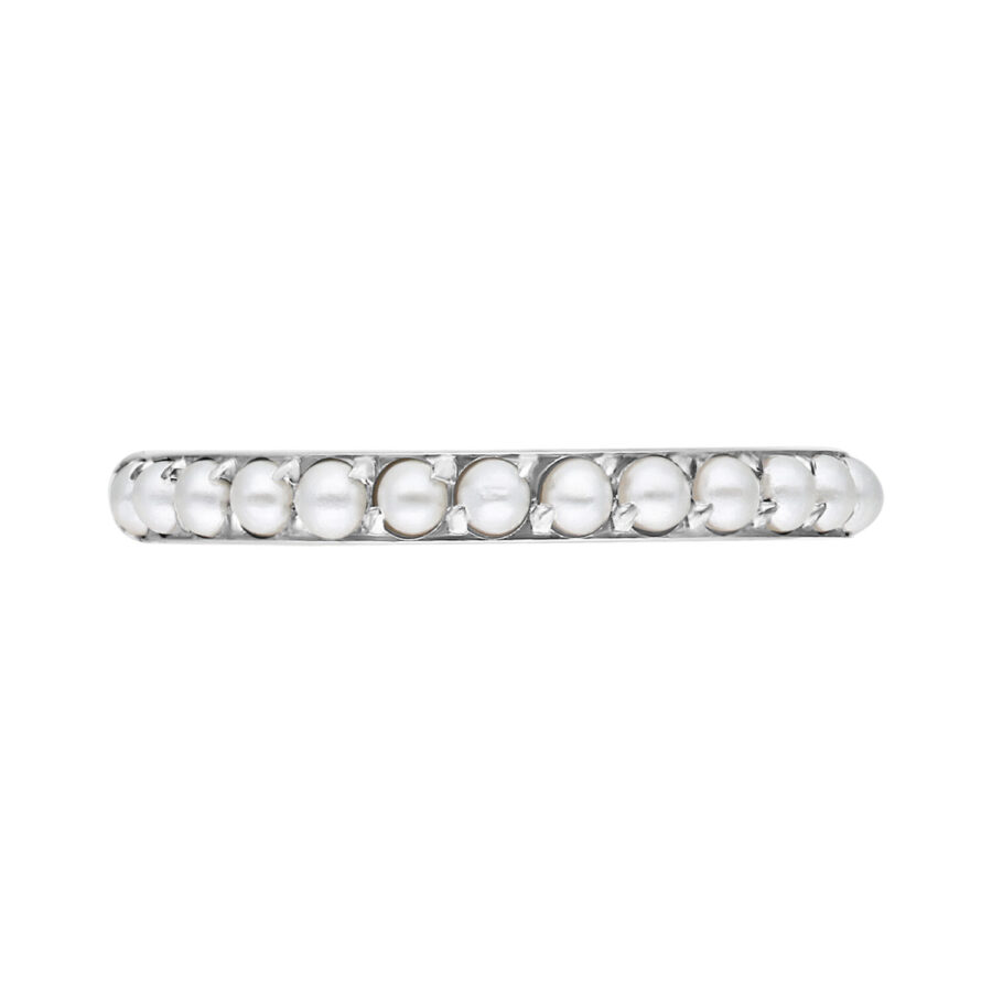 Silberner Pearl Clicker Piercing mit 6.0 mm Innendurchmesser auf weißem Hintergrund