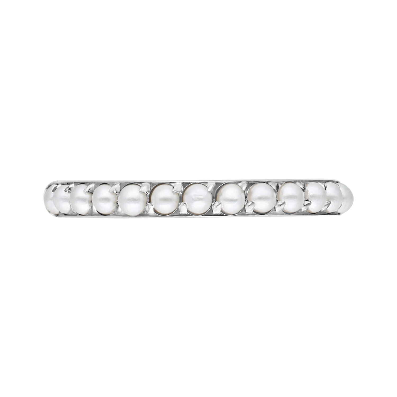Silberner Pearl Clicker Piercing mit 6.0 mm Innendurchmesser auf weißem Hintergrund