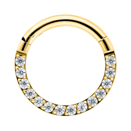 Goldener Clicker-Ring mit klaren Kristallen, 6mm Innendurchmesser