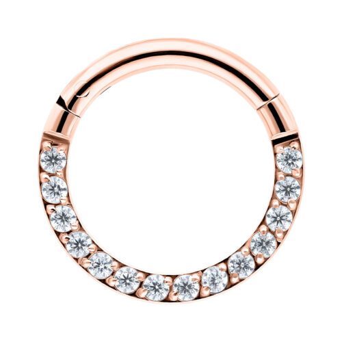 Roségoldener Pave Set Crystal Clicker mit 6 mm Durchmesser auf weißem Hintergrund