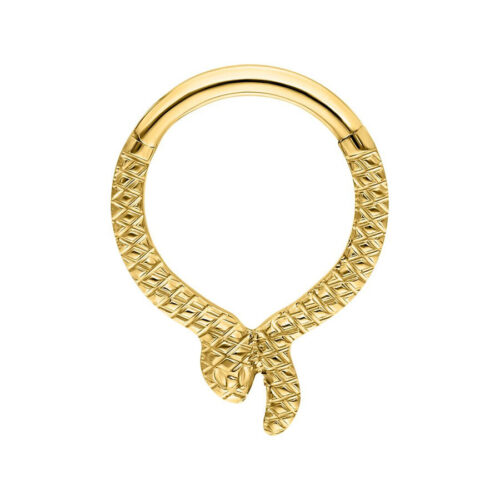 Goldener Clicker Ring in Schlangenform auf weißem Hintergrund