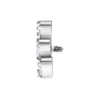 Silberner Titan Aufsatz mit Kristallen Silberner Piercing-Aufsatz mit drei klaren Kristallen, seitlich