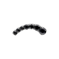 Silberner Piercingaufsatz mit schwarzen Kristallen, links gebogen