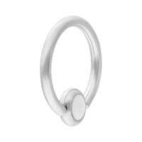 Silberner Titan Clip in Ring mit Kristall Silberner Clip in Ring aus Titan mit klarem Kristall auf weißem Hintergrund