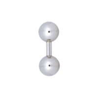 Silberner Titan Rattle Barbell für Piercings Silberner Titan Barbell mit zwei Kugeln auf weißem Hintergrund