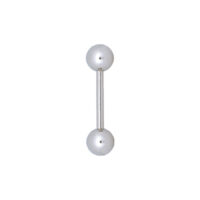 Silbernes Titan Rattle Barbell Piercing Silbernes Titan Barbell Piercing mit zwei Kugeln auf weißem Hintergrund