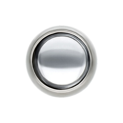 Silberner Titan Piercing-Aufsatz mit 6 mm kristallklarer Kugel auf weißem Hintergrund