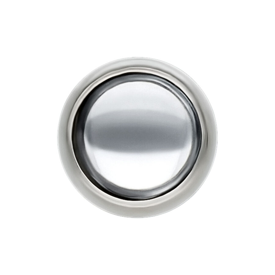 Silberner Titan Piercing-Aufsatz mit 6 mm kristallklarer Kugel auf weißem Hintergrund