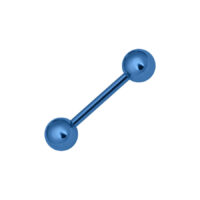 Dunkelblaues Titan Barbell Piercing Dunkelblaues Barbell aus Titan mit zwei Kugeln auf weißem Hintergrund