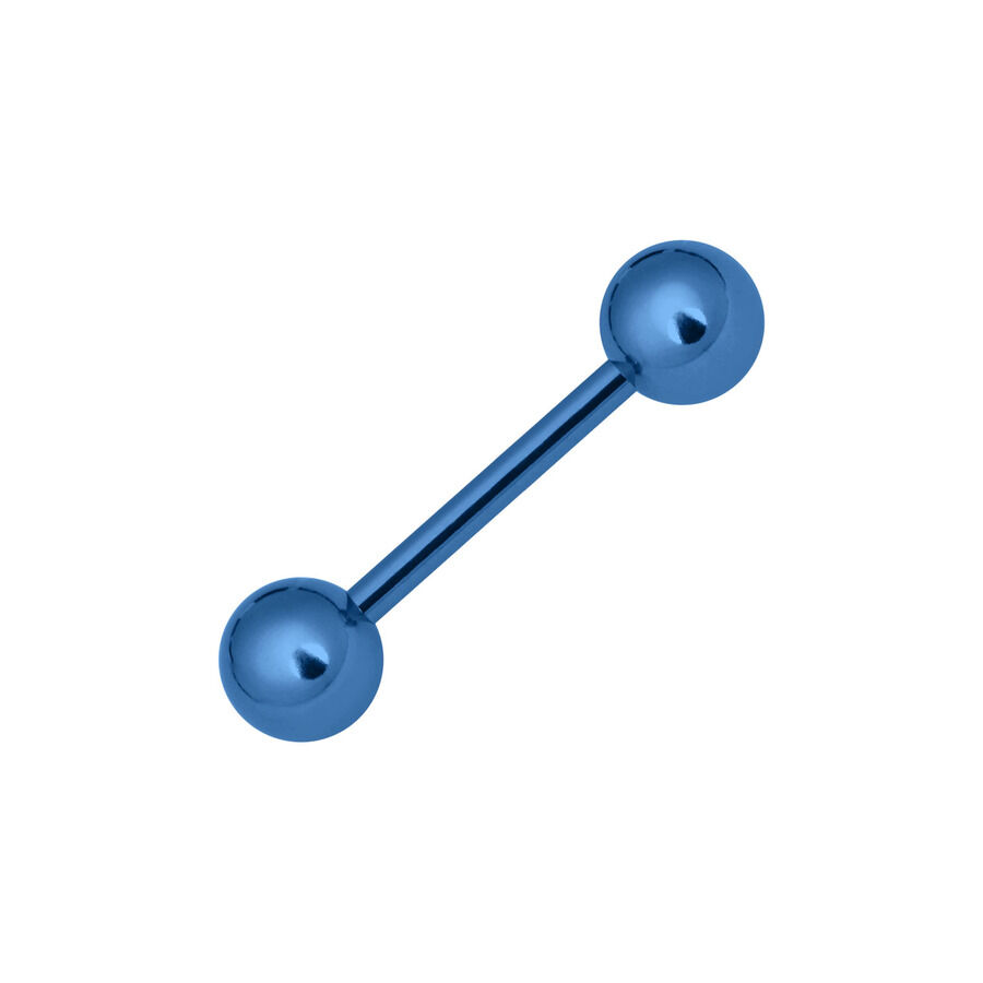 Dunkelblaues Titan Barbell Piercing Dunkelblaues Barbell aus Titan mit zwei Kugeln auf weißem Hintergrund