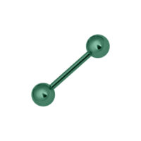 Dunkelgrüner Titan Barbell Piercing Dunkelgrüner Titan Barbell mit zwei Kugeln auf weißem Hintergrund