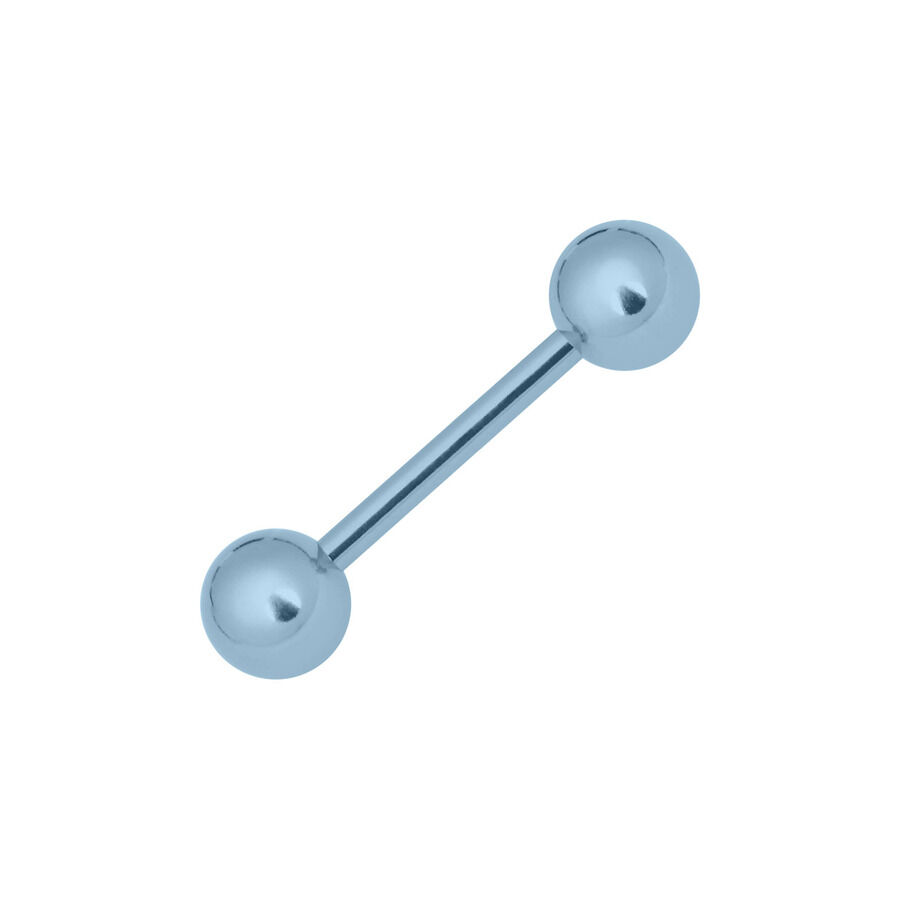 Titan Highline® Light Blue Barbell Hellblauer Titan-Barbell mit zwei Kugeln auf weißem Hintergrund