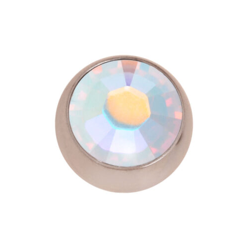 Roségoldener Piercingaufsatz mit Aurora Boreale Kristall, 4mm