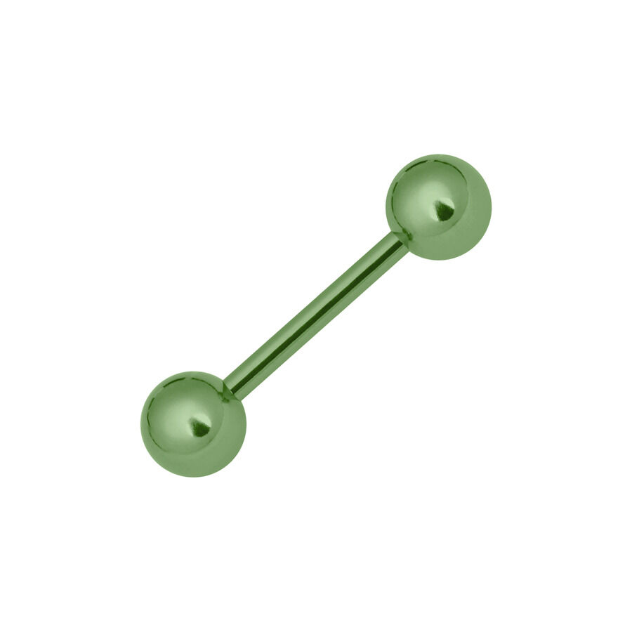Hellgrüner Titan Barbell Piercing 1,2 mm Hellgrünes Titan Barbell Piercing mit 1,2 mm Stärke und 12 mm Länge auf weißem Hintergrund