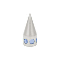 Saphirblauer Multi Jewelled Cone, 1.6 mm Silberner Titan-Aufsatz mit saphirblauen Kristallen auf weißem Hintergrund