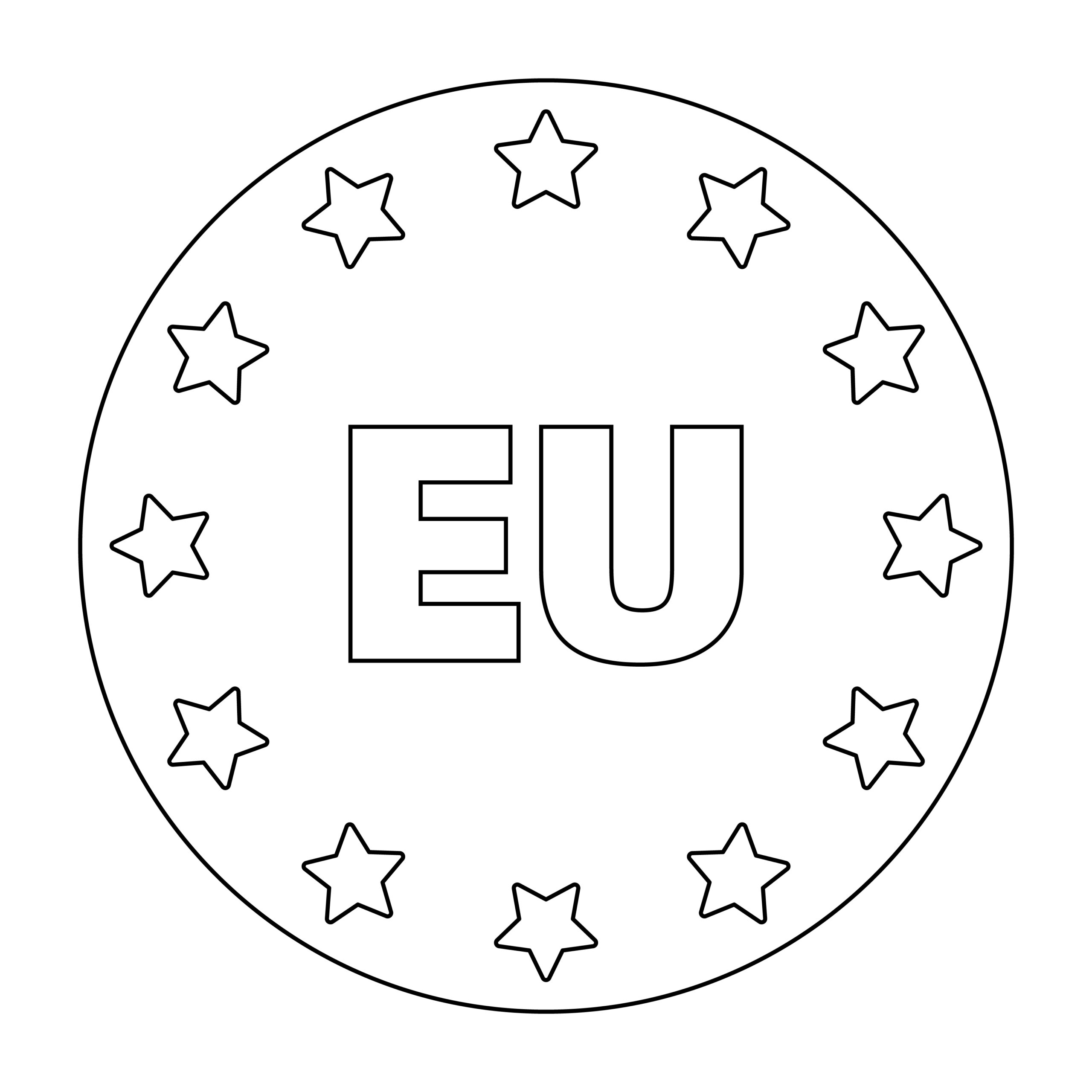 Kreisförmiges EU-Logo mit 12 Sternen auf weißem Hintergrund