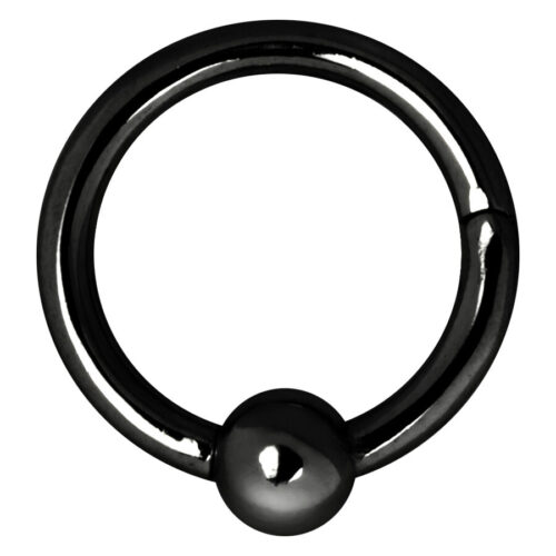 Schwarzer Ball Closure Ring mit Kugel in der Mitte auf weißem Hintergrund