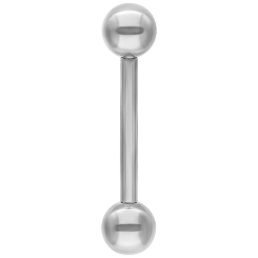 Silbernes Titan Barbell mit zwei Kugeln auf weißem Hintergrund