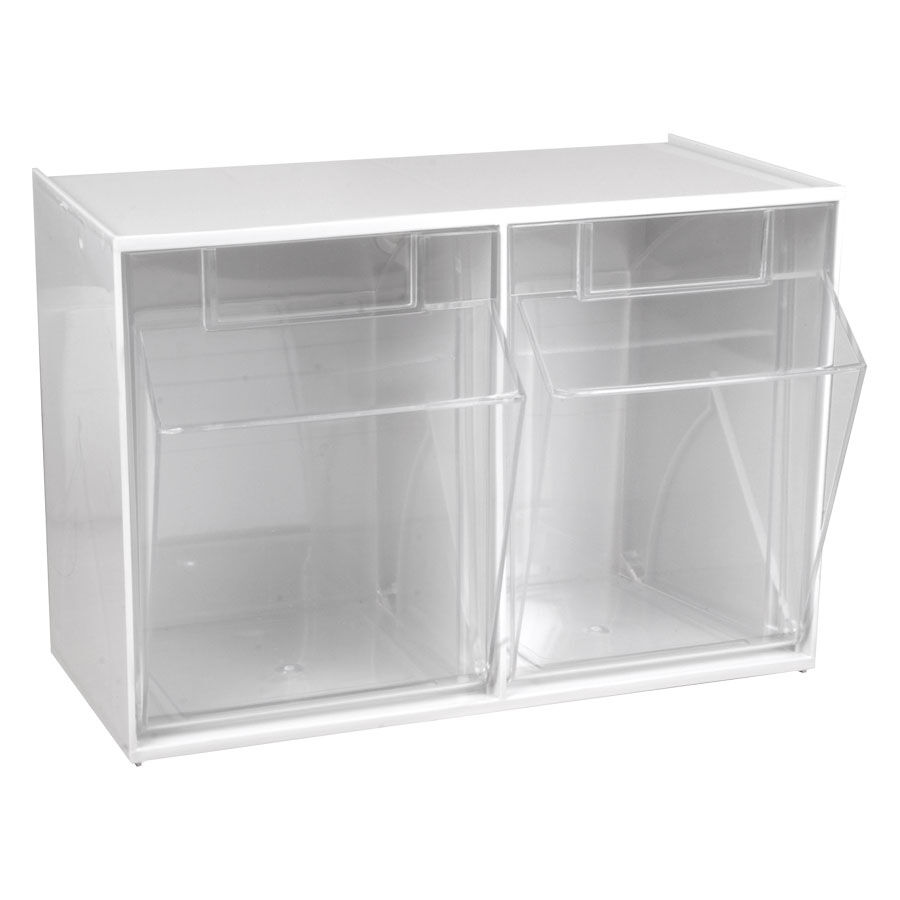 Stala Set 2 weißer Displaybehälter Zwei weiße, transparente Displaybehälter nebeneinander