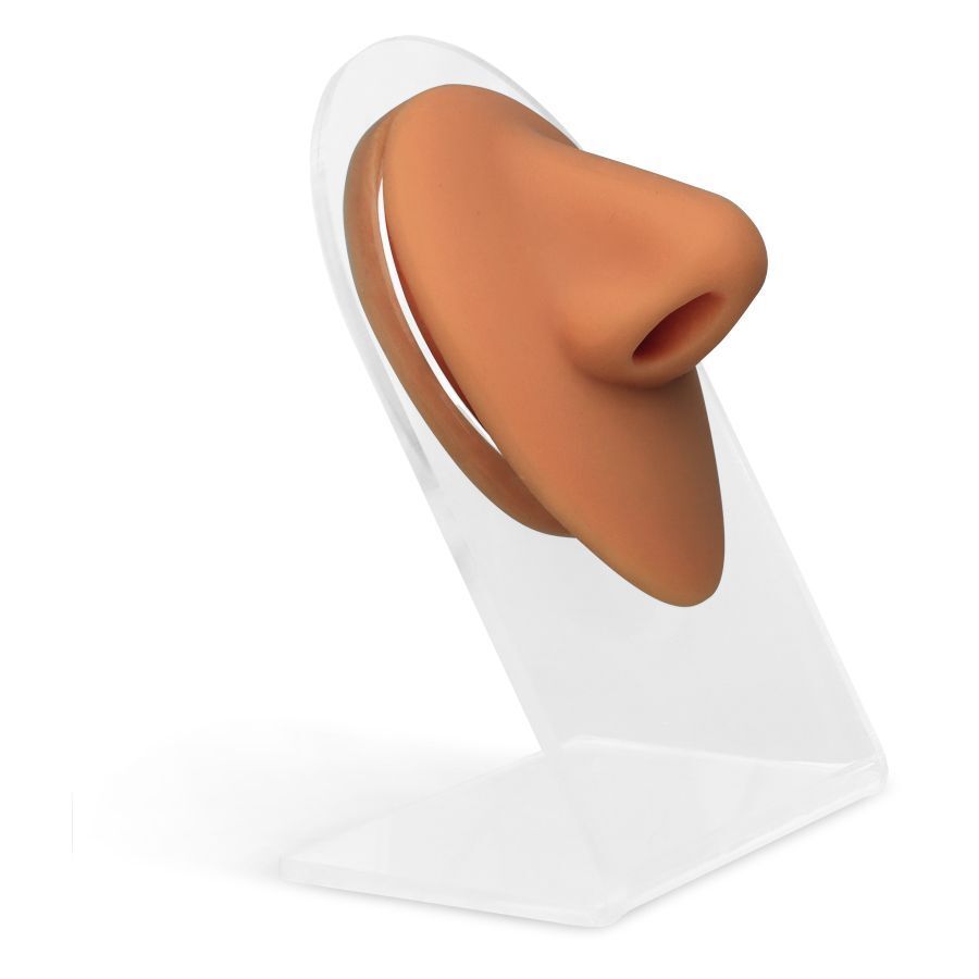 Body Bit Nose Braun aus Silikon Braune Silikon-Nase auf durchsichtigem Display-Ständer