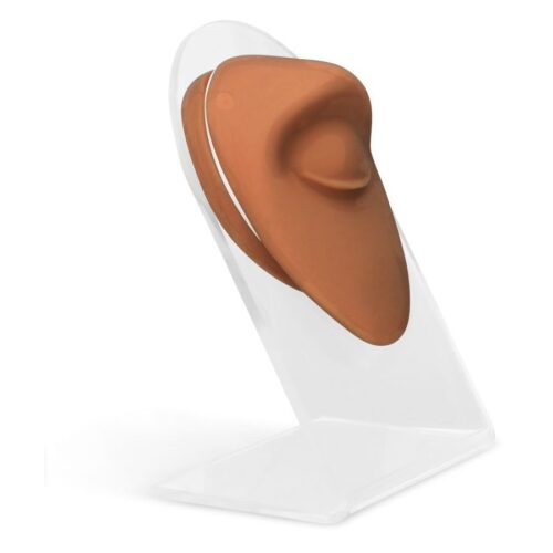 Braunes Body Bit Eye aus Silikon auf transparentem Display