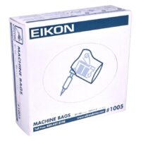 Eikon Machine Bags in weißer Verpackung Weiße Verpackung der Eikon Machine Bags mit blauem Logo