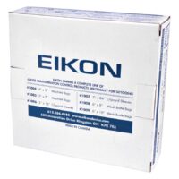 Eikon Machine Bags in Kartonverpackung Weiße Kartonverpackung mit blauem Eikon-Logo und Produktinformationen