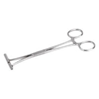 Silberne Septum Zange aus Edelstahl auf weißem Hintergrund