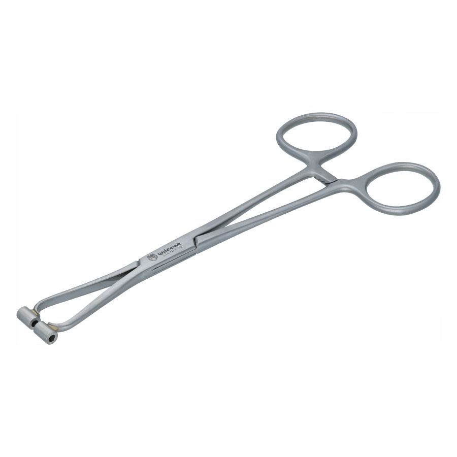 Professionelle Septum Zange aus Chirurgenstahl Silberne Septum Zange aus Chirurgenstahl auf weißem Hintergrund