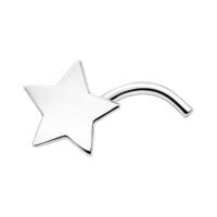 Silberner Stern Nasenstecker Silberner Stern-Nasenstecker mit gebogenem Stab auf weißem Hintergrund