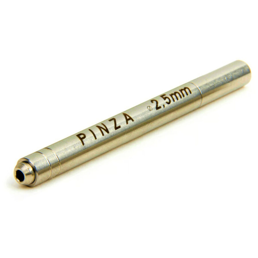 Silberner Kugelhalter für 2,5 mm Kugeln auf weißem Hintergrund