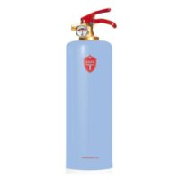 Blauer Feuerlöscher SafeT 1kg Blauer Feuerlöscher mit rotem Griff auf weißem Hintergrund