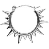 Silberne Spiked Ohrringe aus Chirurgenstahl Silberner Ohrring mit spitzen Nieten auf weißem Hintergrund