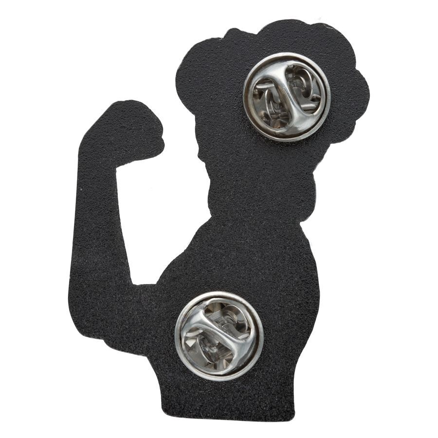 Schwarzer Wildcat Rocker Pin mit muskulöser Silhouette auf weißem Hintergrund