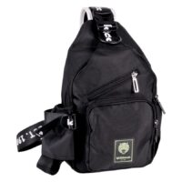 Schwarze Tattoo-Tasche im Used Look mit Wildcat-Logo auf weißem Hintergrund