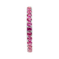 Silberner Piercing-Ring mit roten Kristallen Silberfarbener Piercing-Ring mit roten Kristallen in einer geraden Linie