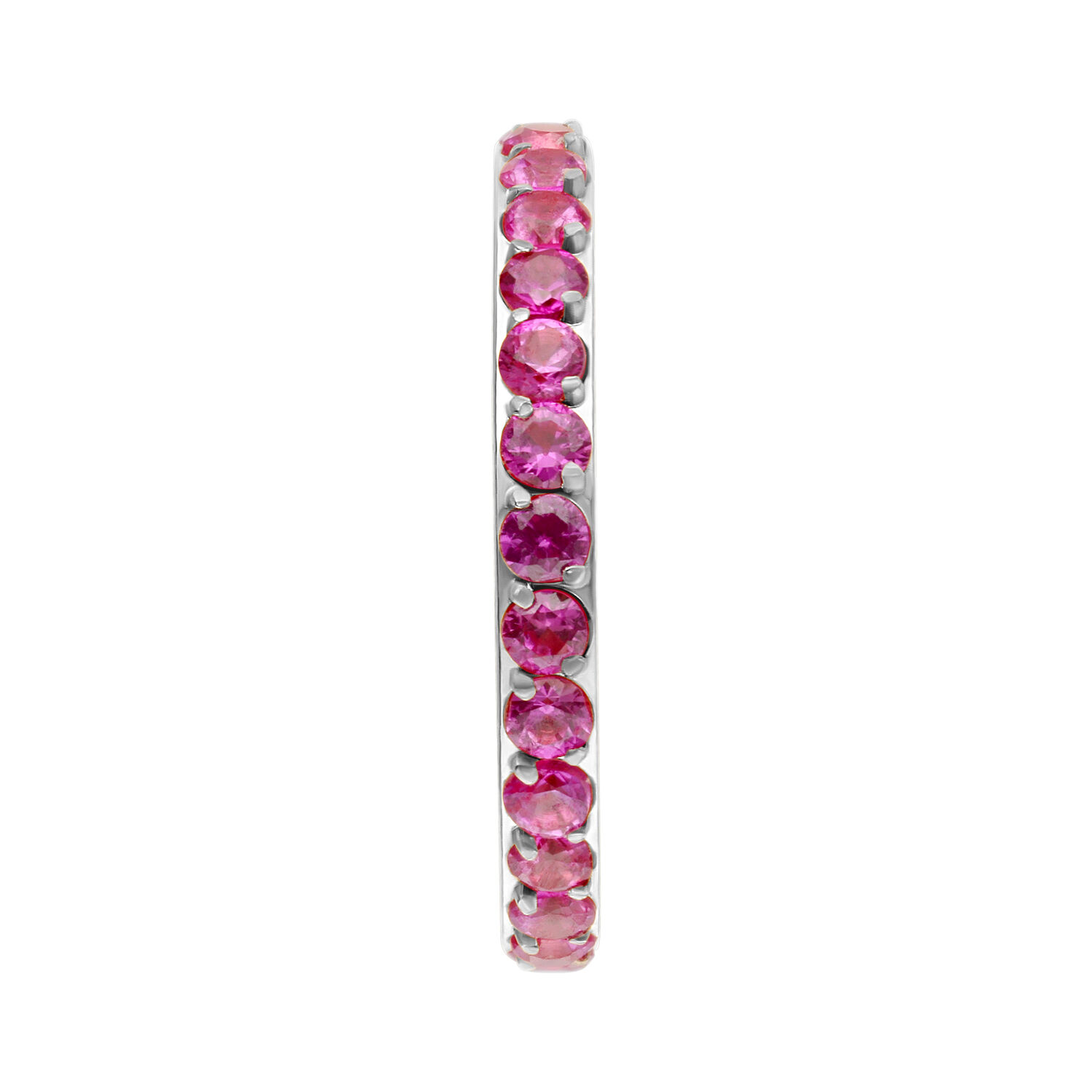 Silberner Piercing-Ring mit roten Kristallen Silberfarbener Piercing-Ring mit roten Kristallen in einer geraden Linie