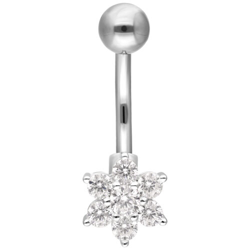 Silbernes Bauchnabelpiercing mit blumenförmigem Kristallanhänger