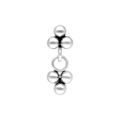 Weißgoldener Trinity Piercing-Aufsatz mit Kugeln vor weißem Hintergrund