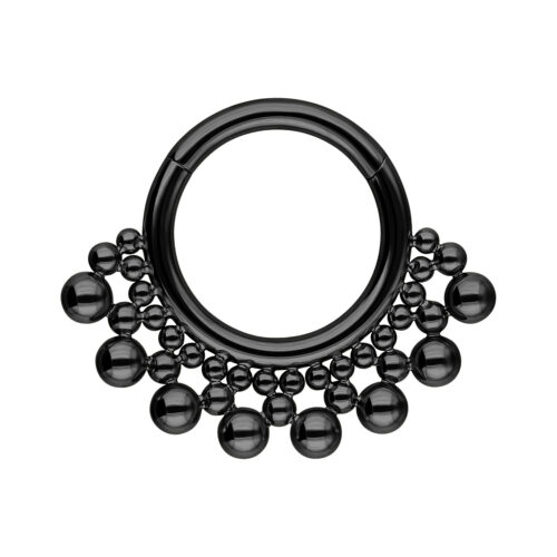 Schwarzer Septum Clicker Ring mit Kugeln, kreisförmig angeordnet