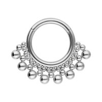 Silberner Bubble Septum Clicker 1,2 mm Silberner Septum Clicker mit Kugeldetails auf weißem Hintergrund