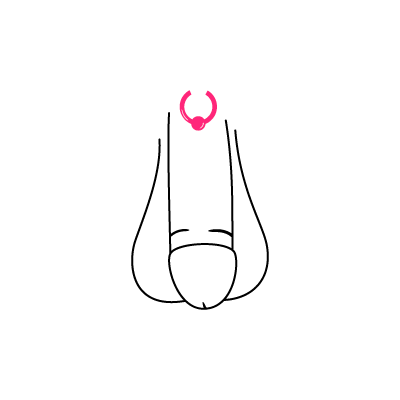 Einfaches Pubic Piercing Symbol auf weißem Hintergrund