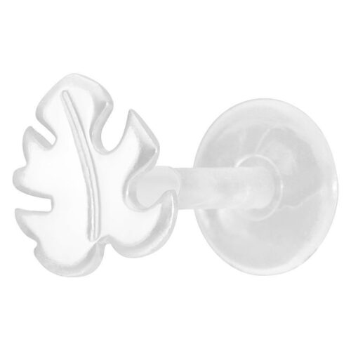 Labret mit Monstera-Design, transparentem Stab und rundem Verschluss