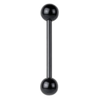 Schwarzes Barbell Piercing mit zwei Kugeln auf weißem Hintergrund