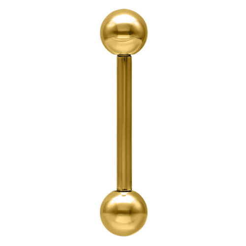 Goldener Barbell mit zwei Kugeln auf weißem Hintergrund