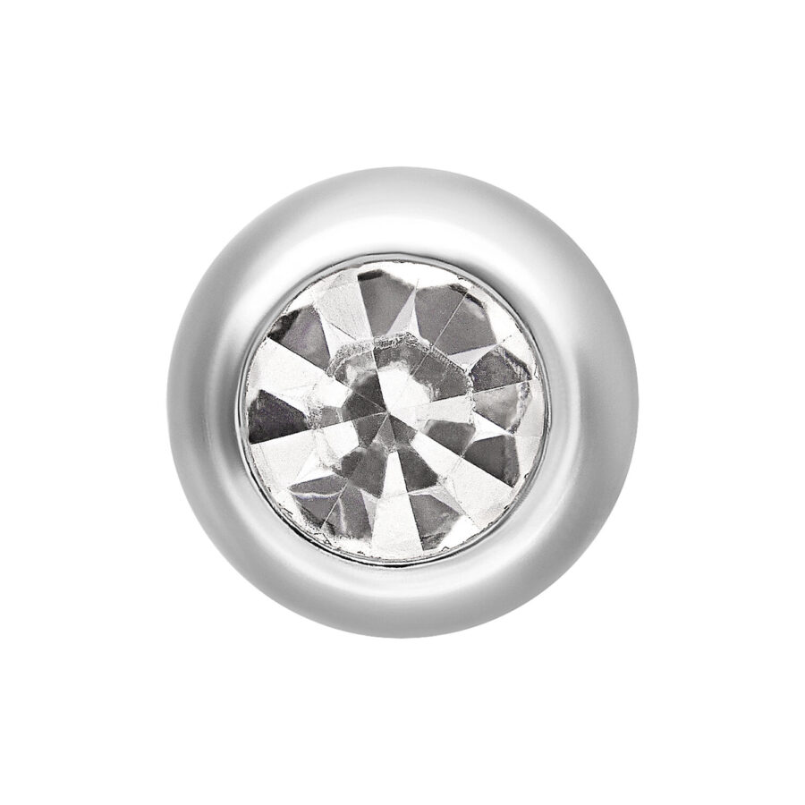 Silberner Piercing-Aufsatz mit facettiertem, klarem Kristall in der Mitte