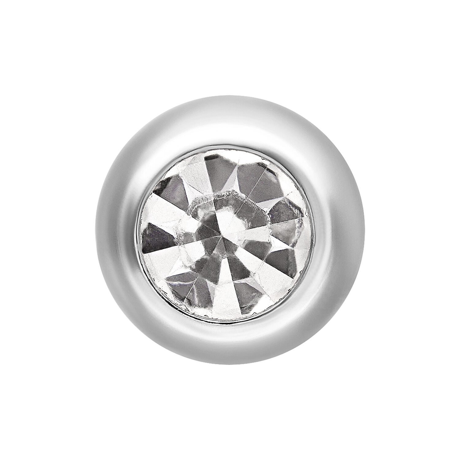 Silberner Piercing-Aufsatz mit facettiertem, klarem Kristall in der Mitte