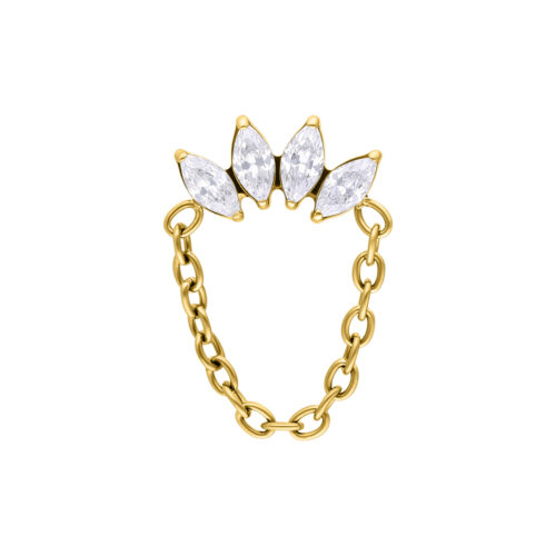 Push Fit Crystal Crown Chain Attachment - Gold
