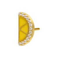 Halbrunder goldener Zitronenaufsatz mit gelber Emaille und Zirkonia